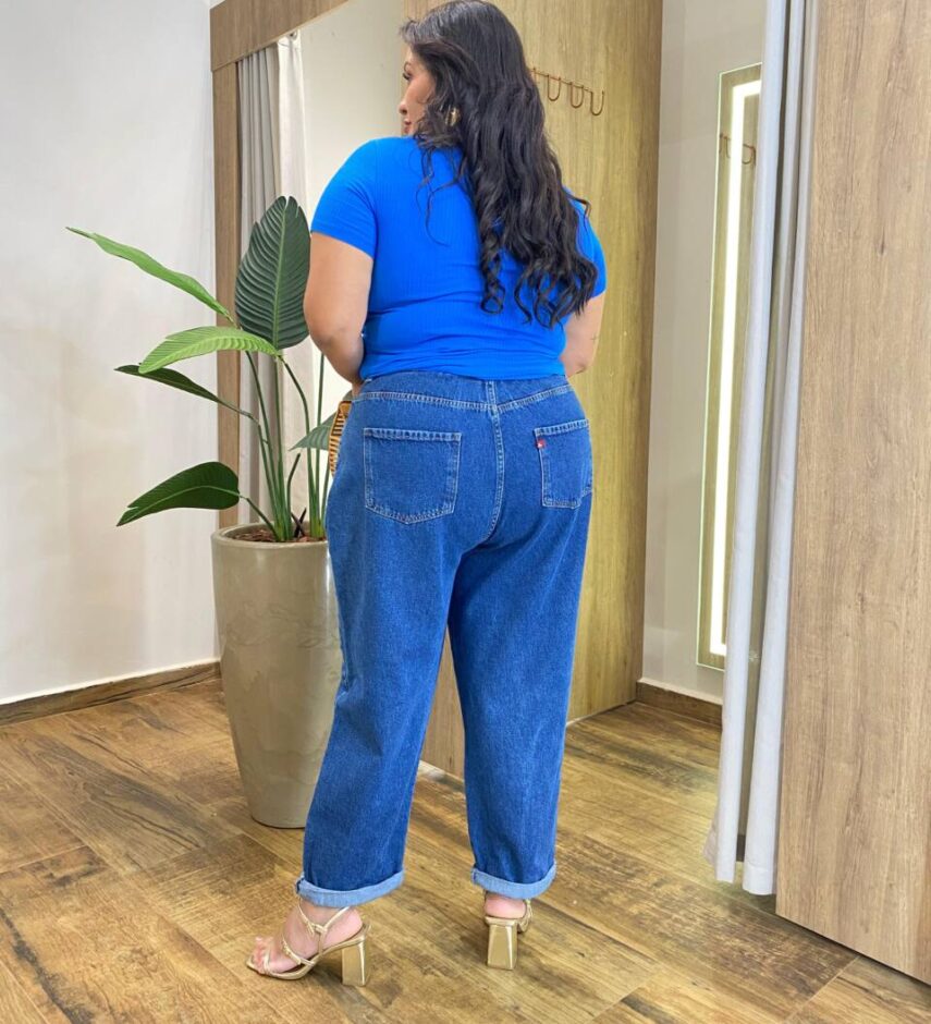 Blusa Feminina Manga Curta Canelada Lety Azul - Fernanda Ramos Store