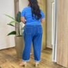 Blusa Feminina Manga Curta Plus Canelada Listrada Azul - Fernanda Ramos Store