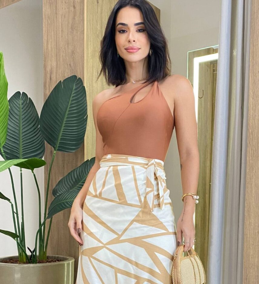 Body Feminino com Bojo Nula Manga Terra - Fernanda Ramos Store