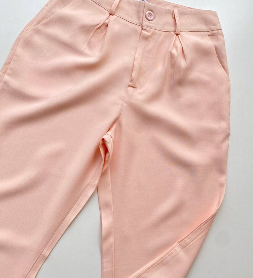 Calça Cenoura Alfaiataria Feminina Jaque com Bolsos Salmão - Fernanda Ramos Store