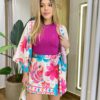 Conjunto Feminino Sara Kimono e Short Saia com Estampas Florais - Fernanda Ramos Store