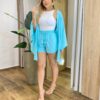 Conjunto Feminino Vitória Kimono e Short com Amarração Azul Bebê - Fernanda Ramos Store