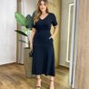 Conjunto Lya Blusa Manga Curta e Saia Midi com Bolsos Preto - Fernanda Ramos Store