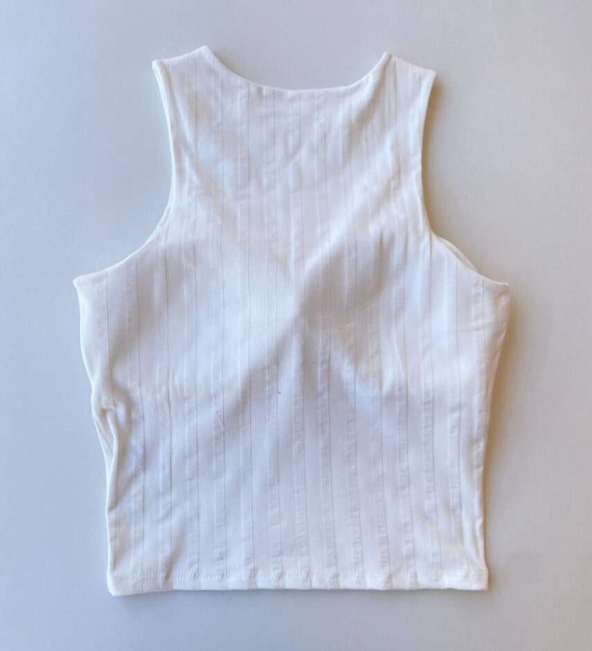 Cropped Feminino Eduarda com Bojo Canelado Off White - Fernanda Ramos Store