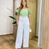 Cropped Feminino Lolla com Bojo Detalhe na Manga e Lastex Verde - Fernanda Ramos Store