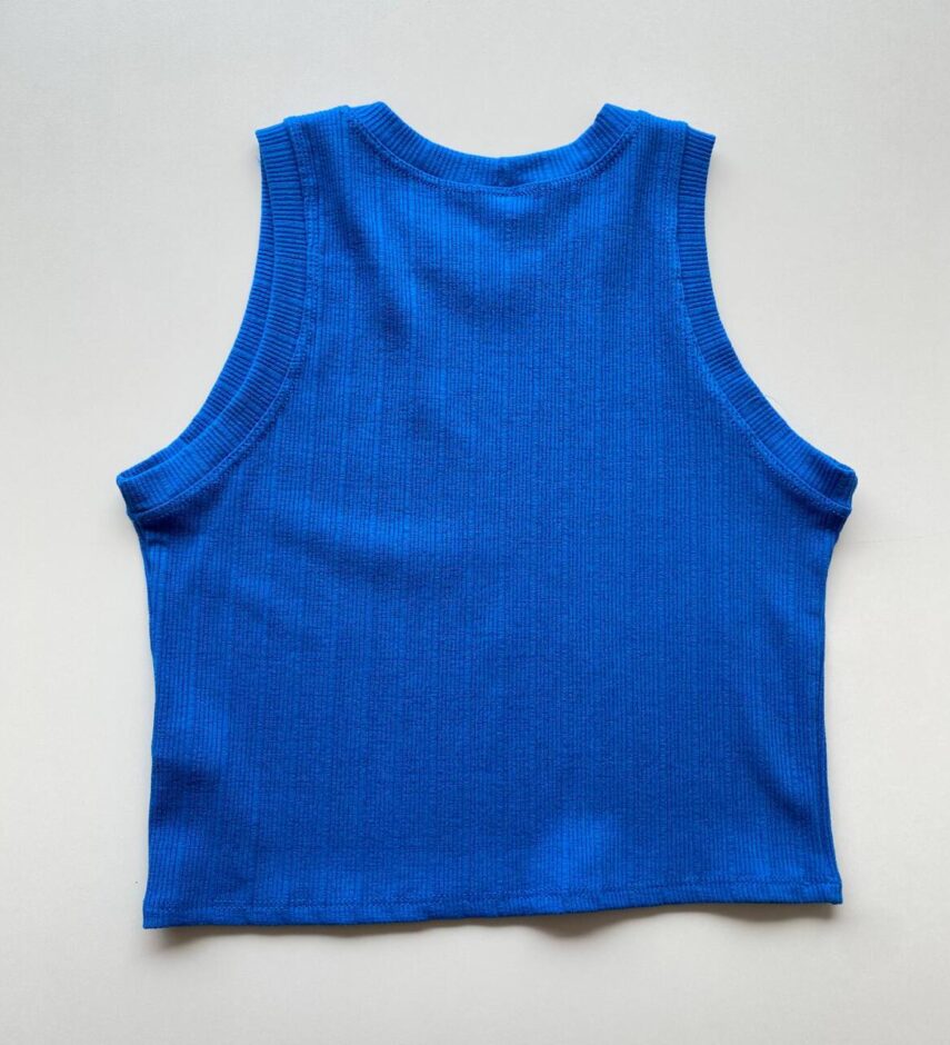 Cropped Feminino Taty sem Bojo Canelado Azul - Fernanda Ramos Store