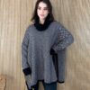 Poncho Feminino Tricot Bruna Xadrez Preto e Branco - Fernanda Ramos Store