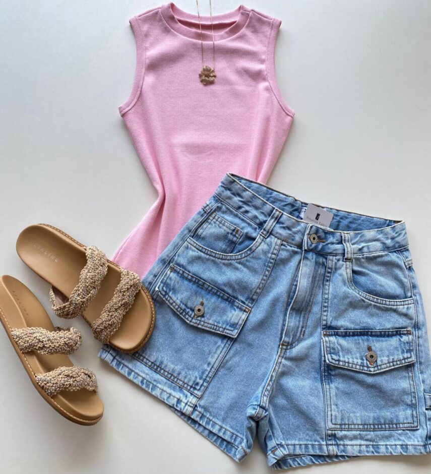 Regata Feminina Canelada Lily Rosa Bebê - Fernanda Ramos Store
