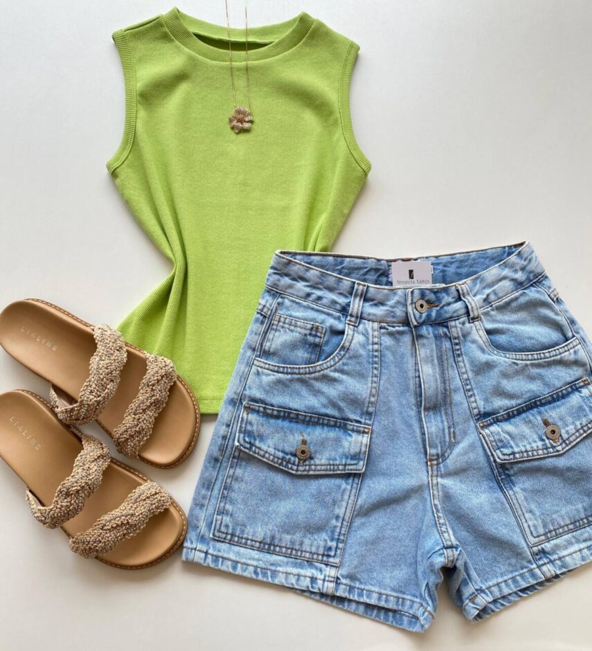 Regata Feminina Canelada Lily Verde - Fernanda Ramos Store