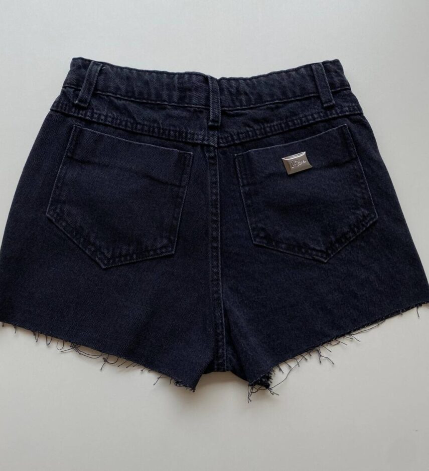 Short Feminino Jeans Aika com Aplicações Preto 610 - Fernanda Ramos Store