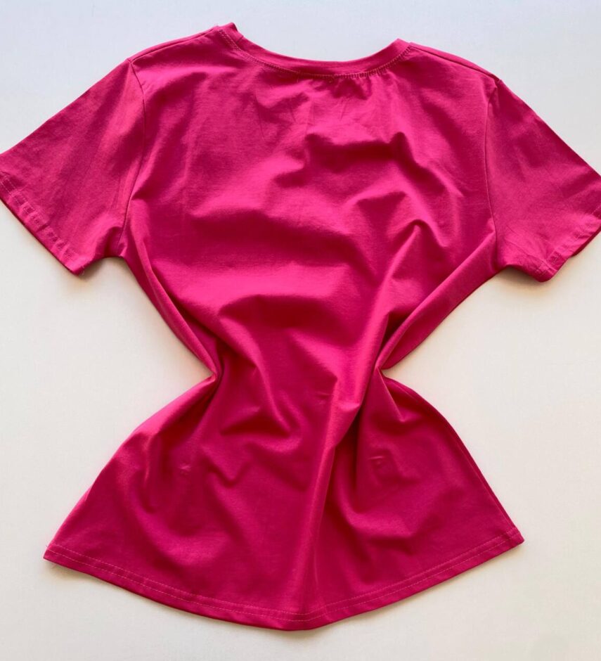 T-shirt Feminina Manga Curta Bella Mini flores em Crochê Pink - Fernanda Ramos Store