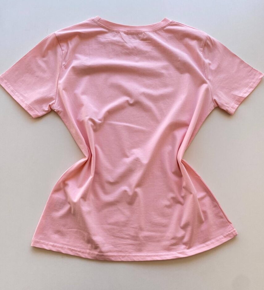 T-shirt Feminina Manga Curta Bella Mini flores em Crochê Rosa - Fernanda Ramos Store