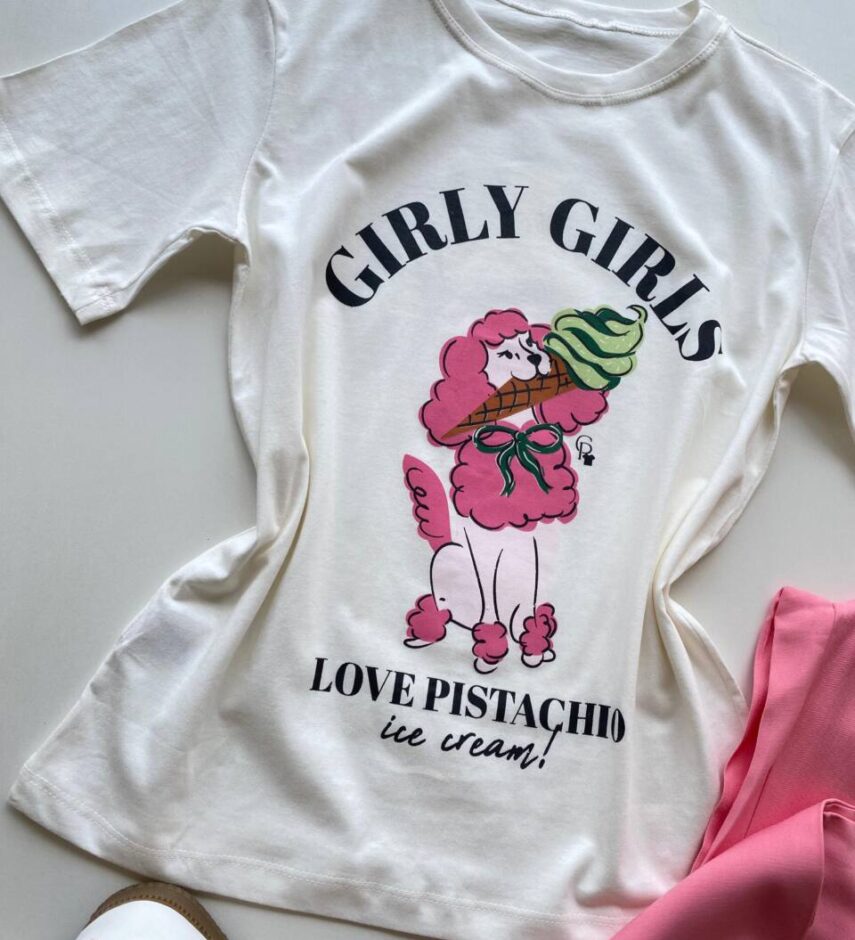 T-shirt Feminina Manga Curta Dora Off White Girly Girls - Fernanda Ramos Store