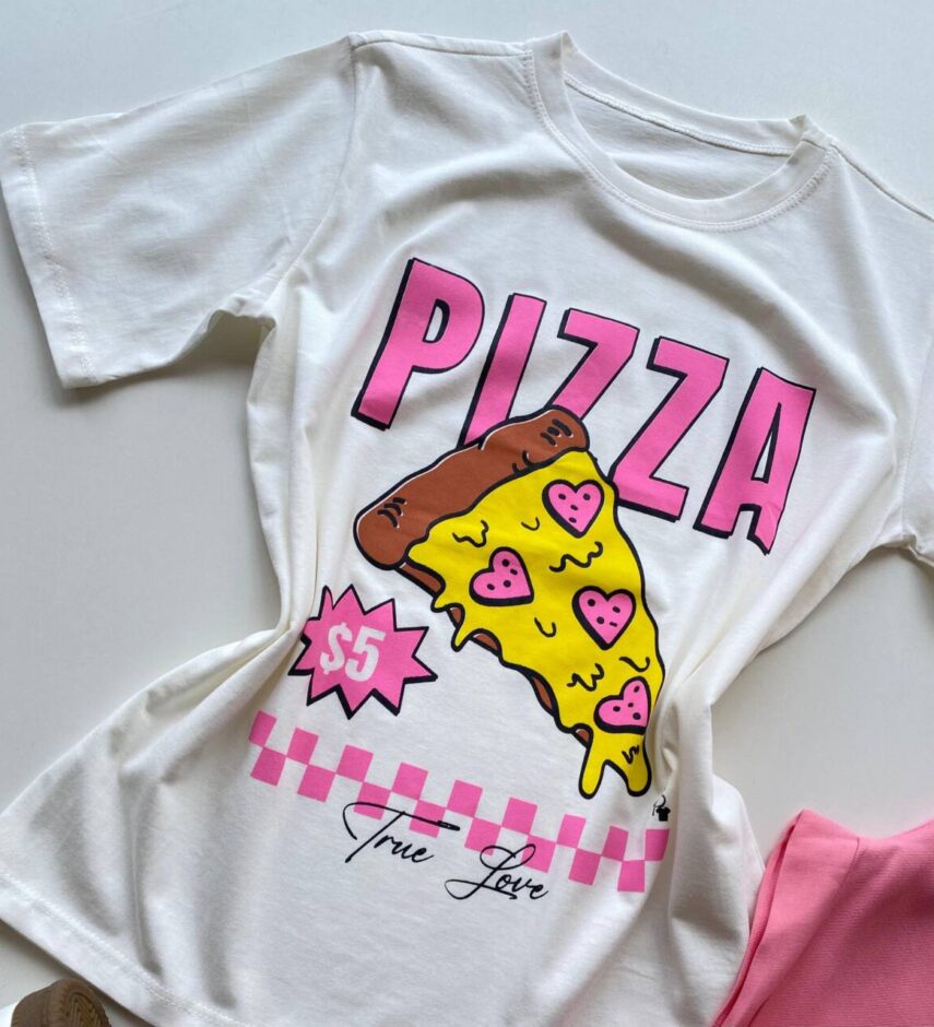 T-shirt Feminina Manga Curta Dora Off White Pizza - Fernanda Ramos Store