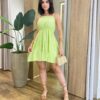 Vestido Curto Amanda com Bojo Alça Regulável e Lastex Verde Lima - Fernanda Ramos Store