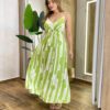 Vestido Feminino Longo Cris com Bojo Amarração Estampado Verde - Fernanda Ramos Store