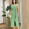 Vestido Feminino Midi Laura com Bojo Amarração e Fenda Frontal Verde - Fernanda Ramos Store