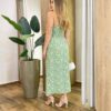 Vestido Feminino Midi Magie com Bojo Alça Regulável Estampado Verde - Fernanda Ramos Store