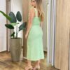 Vestido Feminino Midi Zoe sem Bojo Babado e Fenda Lateral Verde - Fernanda Ramos Store