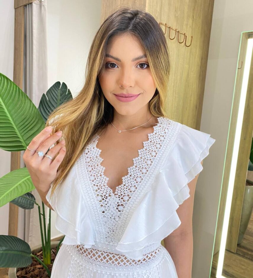 Vestido Longo Agatha sem Bojo Bordado em Guipir Branco - Fernanda Ramos Store