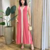 Vestido Longo Eliza Malha sem Bojo Detalhe em Fenda Rose - Fernanda Ramos Store