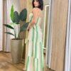 Vestido Longo Ellen sem Bojo Lástex e Detalhe em Listras Verde - Fernanda Ramos Store