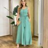 Vestido Longo Luisa com Bojo Detalhe em Botões e Amarração Verde - Fernanda Ramos Store