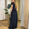 Vestido Longo Manuela sem Bojo Nula Manga Zíper e Detalhe Laço Preto - Fernanda Ramos Store