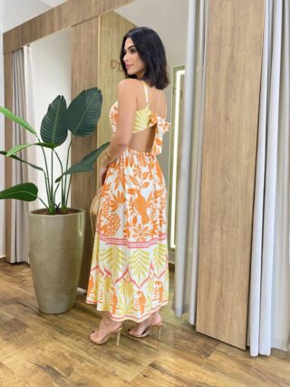 Vestido Longo Summer sem Bojo Decote nas Costas Estampado - Fernanda Ramos Store