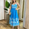 Vestido Midi Josy sem Bojo Amarração nas Costas Estampado Azul - Fernanda Ramos Store