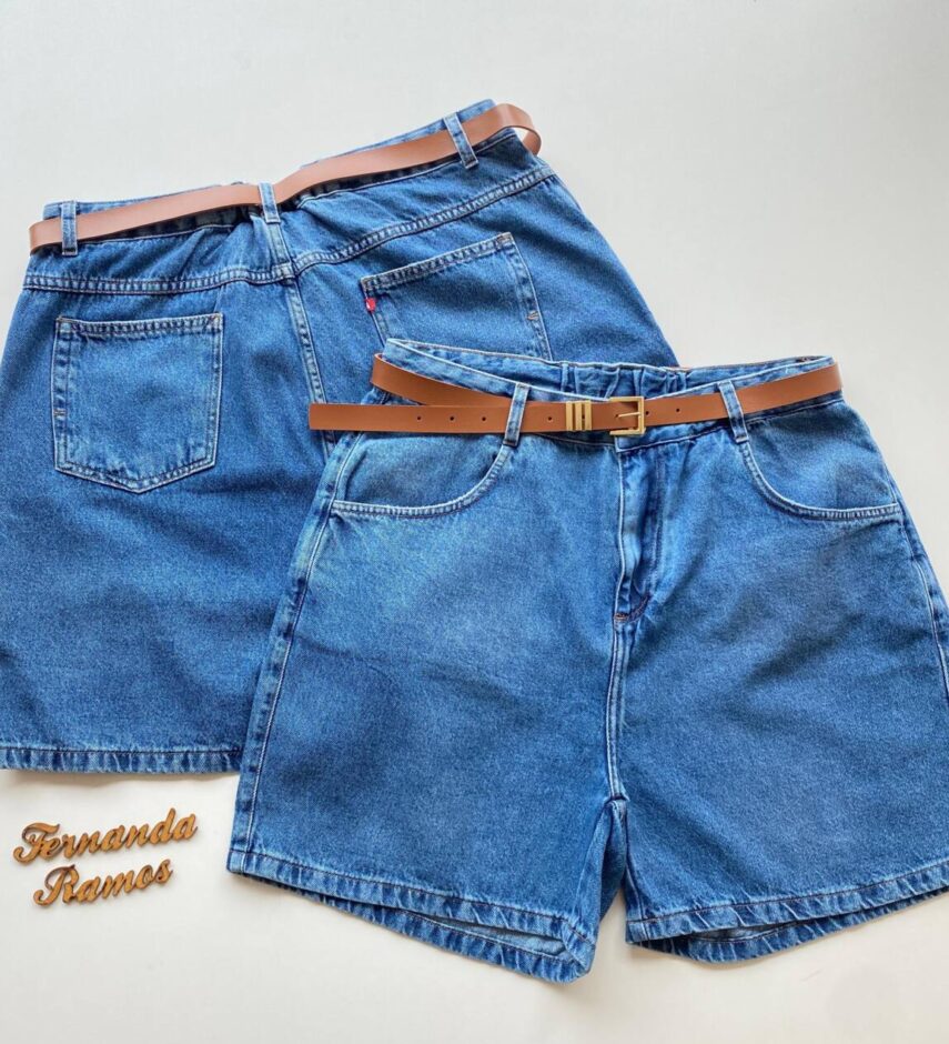 Bermuda Feminina Jeans Plus Resort com Cinto 095138 - Fernanda Ramos Store