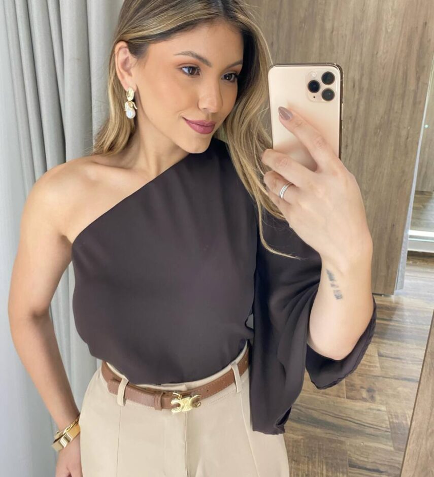 Blusa Feminina Crepe Jheny com Nula Manga Longa Vinho - Fernanda Ramos Store