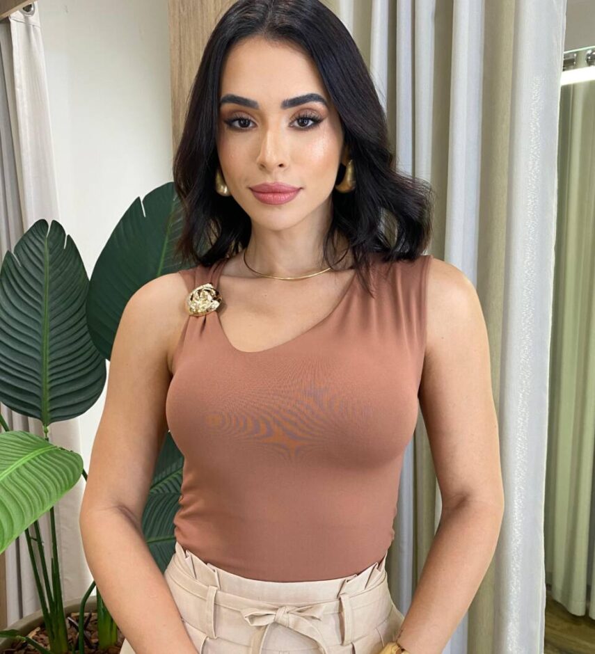 Body Feminino Olívia Detalhe Concha Dourado Chocolate - Fernanda Ramos Store