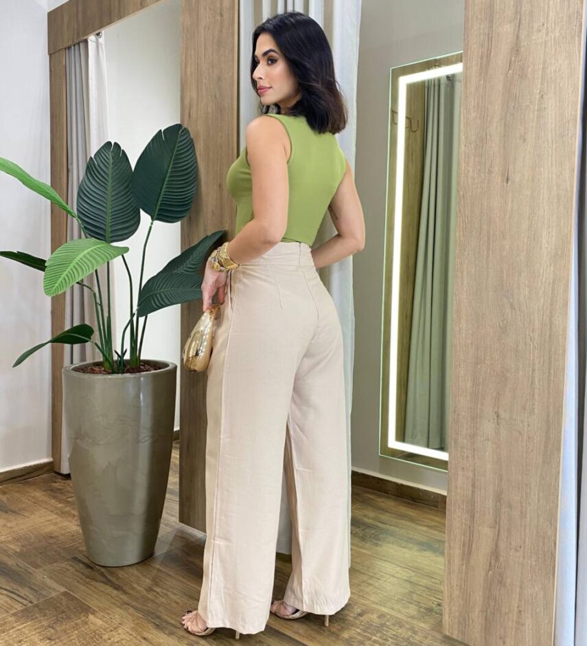 Body Feminino Olívia Detalhe Concha Dourado Verde Musgo - Fernanda Ramos Store
