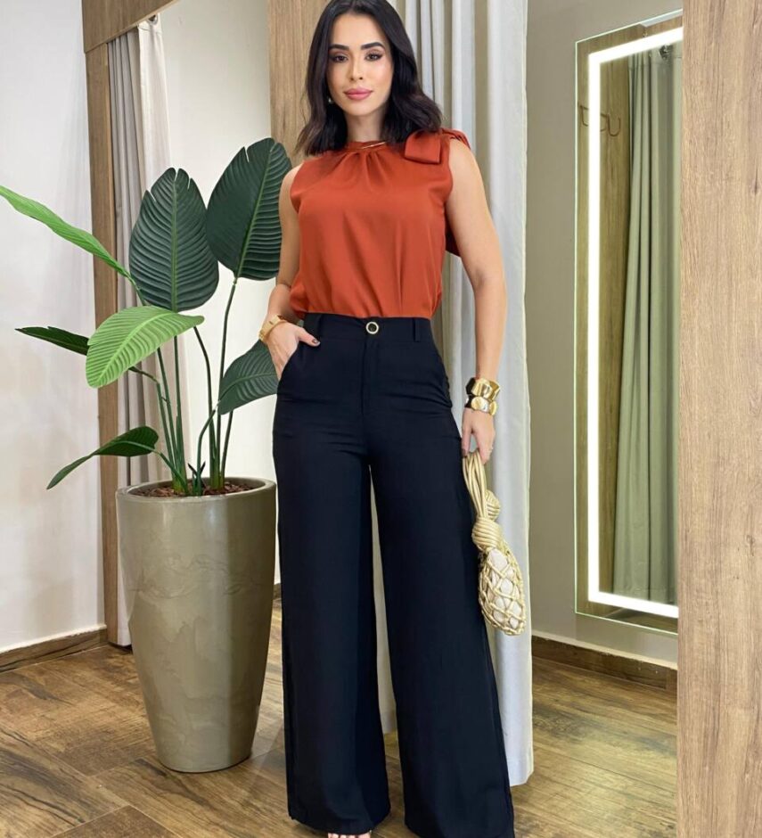 Calça Feminina Alfaiataria Pantalona Aurora - Fernanda Ramos Store
