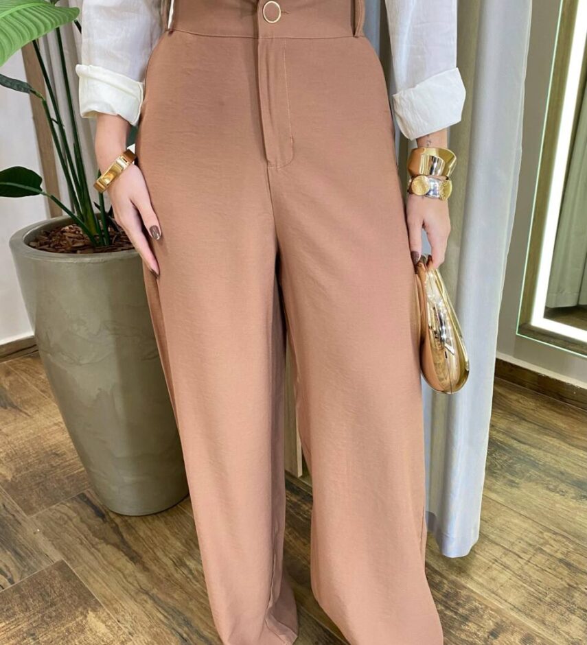 Calça Feminina Alfaiataria Pantalona Aurora Chocolate - Fernanda Ramos Store
