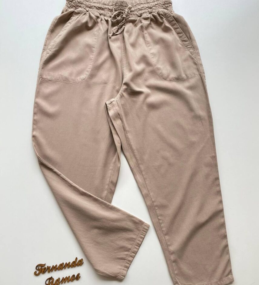 Calça Feminina Jogger Plus com Elástico e Cordão Caqui 016530 - Fernanda Ramos Store