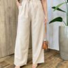 Calça Feminina Margareth Pantalona com Zíper e Amarração Bege - Fernanda Ramos Store
