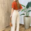 Calça Feminina Margareth Pantalona com Zíper e Amarração Bege - Fernanda Ramos Store