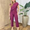 Conjunto Feminino Alfaiataria Mavie Blusa e Calça com Amarração Marsala - Fernanda Ramos Store