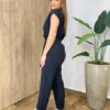 Conjunto Feminino Alfaiataria Mavie Blusa e Calça com Amarração Preto - Fernanda Ramos Store