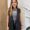 Conjunto Feminino Alfaiataria Thaina Colete e Short Preto - Fernanda Ramos Store