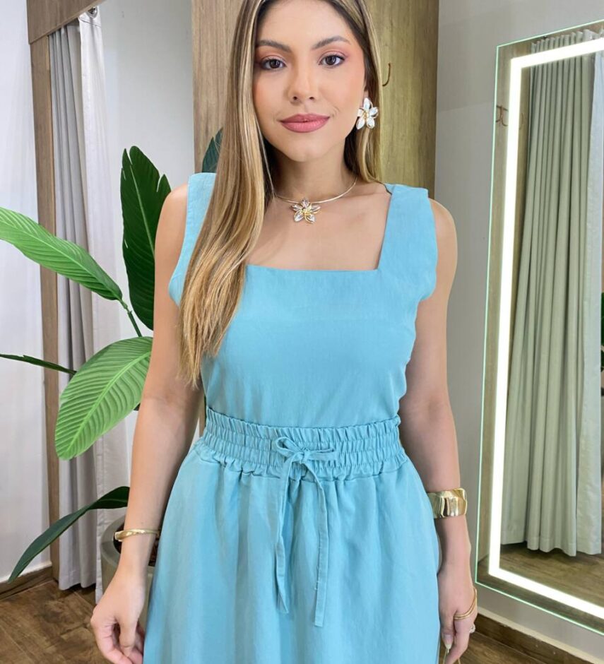 Conjunto Marilia Cropped sem Bojo Alça Grossa e Saia Midi Verde - Fernanda Ramos Store