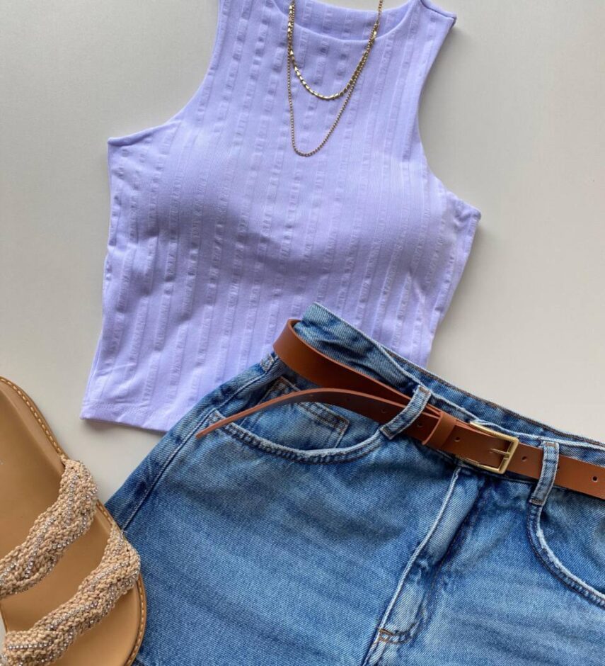 Cropped Feminino Eduarda com Bojo Canelado Branco - Fernanda Ramos Store