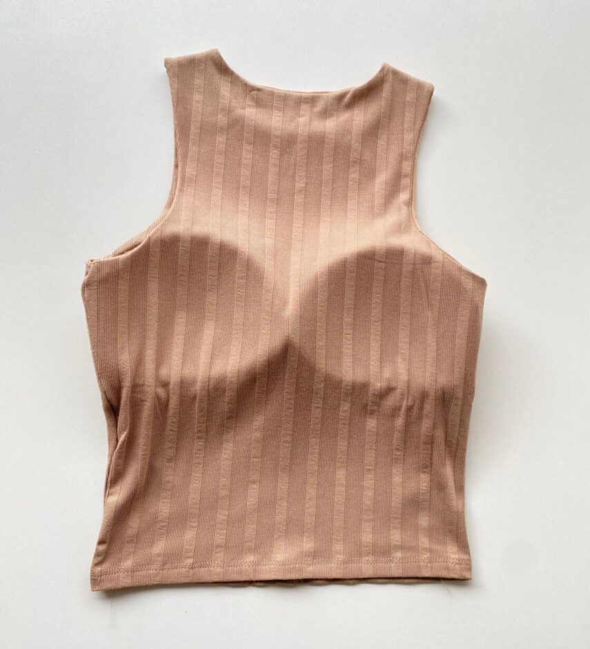 Cropped Feminino Eduarda com Bojo Canelado Caqui - Fernanda Ramos Store