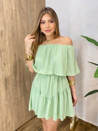 Macaquinho Curto Soso sem Bojo Ombro a Ombro Verde - Fernanda Ramos Store