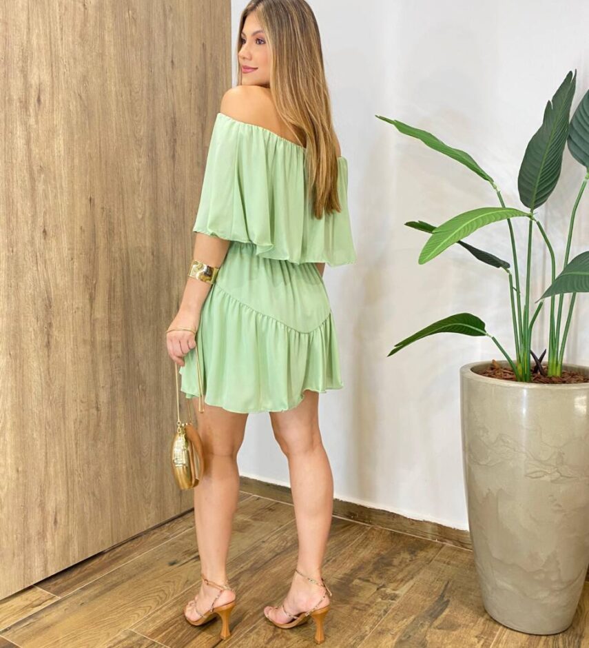 Macaquinho Curto Soso sem Bojo Ombro a Ombro Verde - Fernanda Ramos Store