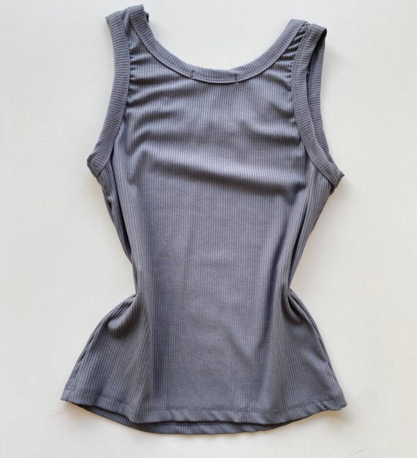 Regata Feminina Canelada Esmeralda Areia Cinza - Fernanda Ramos Store
