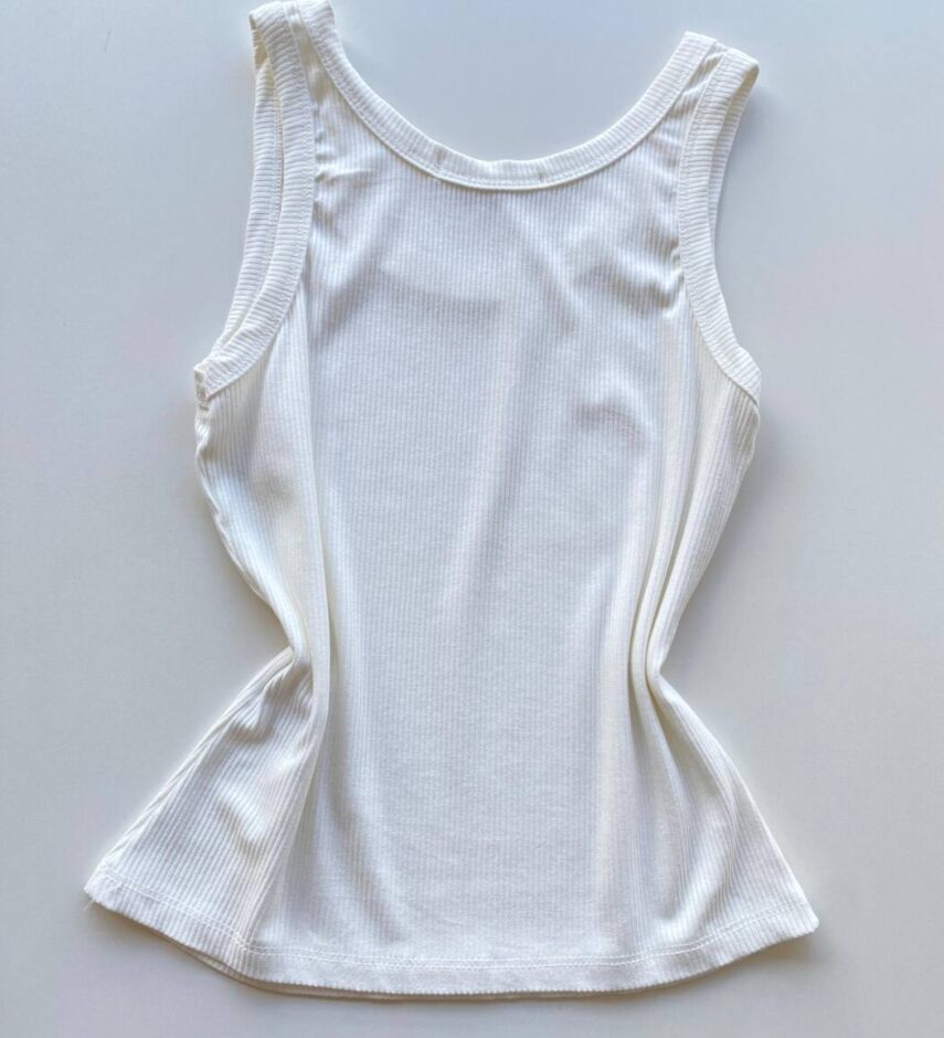 Regata Feminina Canelada Esmeralda Areia Off White - Fernanda Ramos Store