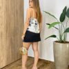 Regata Feminina Lenço Lica Assimétrica Estampada Off White - Fernanda Ramos Store